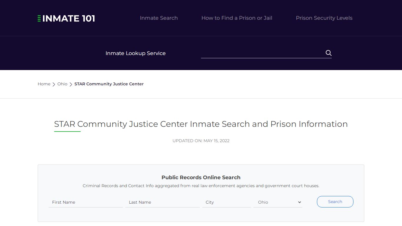 STAR Community Justice Center Inmate Search, Visitation ...